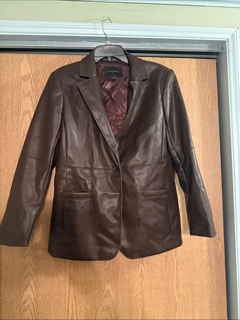 Banana Republic Dark Brown Leather Single-Button Blazer